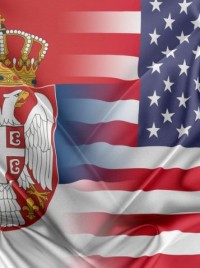 The blessing of the Serbian and American flag